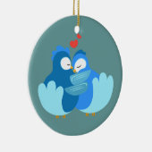 Blauvögel in der Liebe Keramikornament (Rechts)