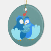 Blauvögel in der Liebe Keramikornament (Links)