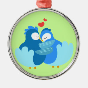 Blauvögel in der Liebe Silbernes Ornament