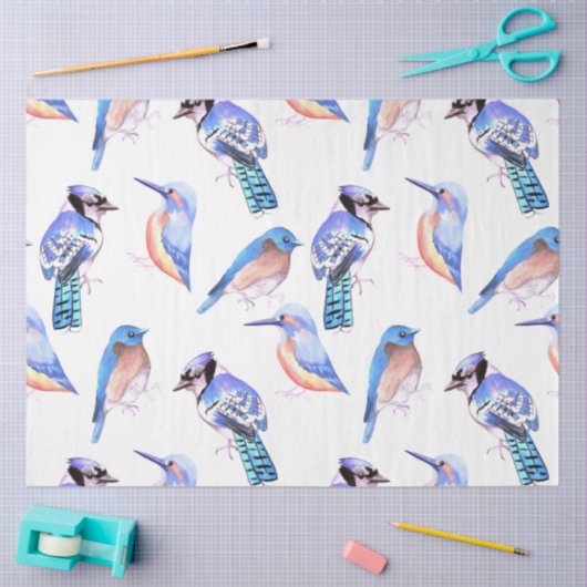 Blauvögel in vergleichbarem Farbschema Seidenpapier (Basteln)