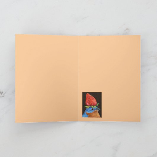 Blauvogel mit Erdbeerkarte Feiertagskarte (Innenseite)