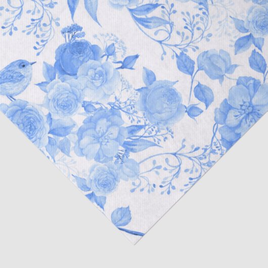 Blauvögelmuster Blume Hochzeit Seidenpapier (Detail)