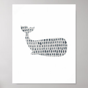 Blauwal Abstrakt Sea Glass Aquarellmalerei Poster