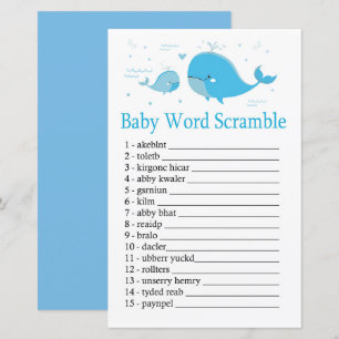 Blauwal Baby-Wort-Scramble-Spiel