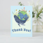 Blauwal des Niedlichen Earth Day Dankeskarte (Stehend Vorderseite)