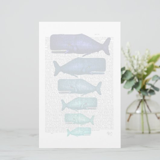 Blauwal-Familie Briefpapier (Stehend Vorderseite)