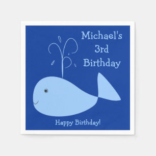 Blauwal-Fisch Kid's Custom Year Birthday Serviette
