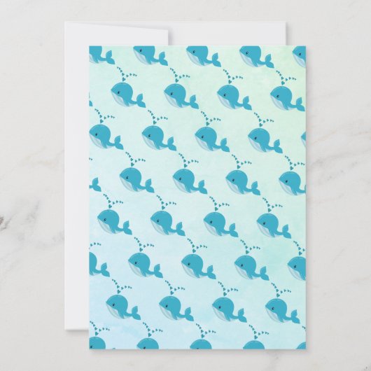 Blauwal-Flotte Typografie Ozean Kinderdusche Einladung (Rückseite)