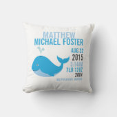 Blauwal-Geburts-Mitteilungs-Kinderzimmer-Kissen Kissen (Vorderseite)