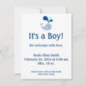 Blauwal-Geburtsankündigung Ankündigung (Rückseite)