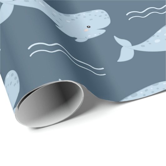 Blauwal Geschenkpapier (Rolleneckpunkt)