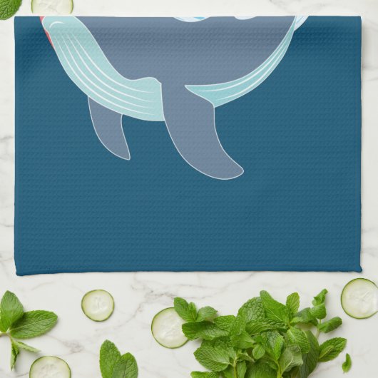 Blauwal Geschirrtuch (Gefaltet)