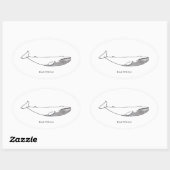 Blauwal-Illustration (line art) Ovaler Aufkleber (Blatt)