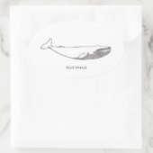 Blauwal-Illustration (line art) Ovaler Aufkleber (Tasche)