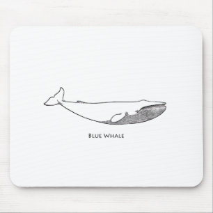 Blauwal-Illustration (Linie Kunst) Mousepad