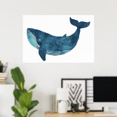 Blauwal-Illustration Poster (Heimbüro)