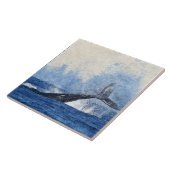 Blauwal im Ozean Fliese (Seite)