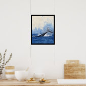 Blauwal im Ozean Poster (Küche)