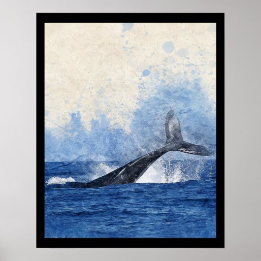 Blauwal im Ozean Poster (Vorne)