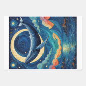 Blauwal in einer blauen Van-Gogh-Welt Geschenkpapier Set (Vorderseite 3)