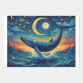 Blauwal in einer blauen Van-Gogh-Welt Geschenkpapier Set (Vorderseite)