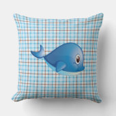 Blauwal Kariert Cotton Pillow Kissen (Vorderseite)