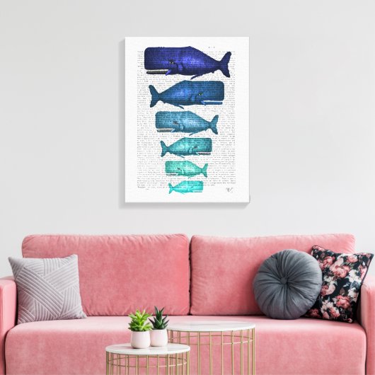 Blauwal Leinwanddruck (Insitu (Wohnzimmer))