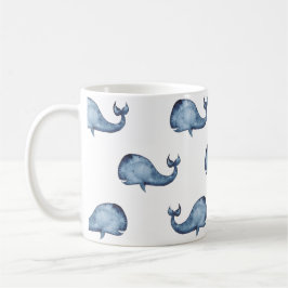 Blauwal. Meerestiere. Nautische Marinemuster Kaffeetasse