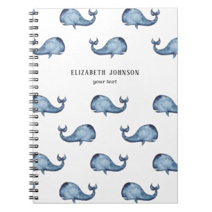 Blauwal. Meerestiere. Nautische Marinemuster Notizblock