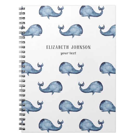 Blauwal. Meerestiere. Nautische Marinemuster Notizblock (Vorderseite)