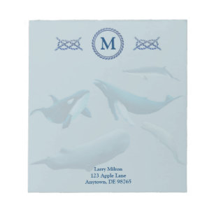 Blauwal mit Monogramm Notizblock