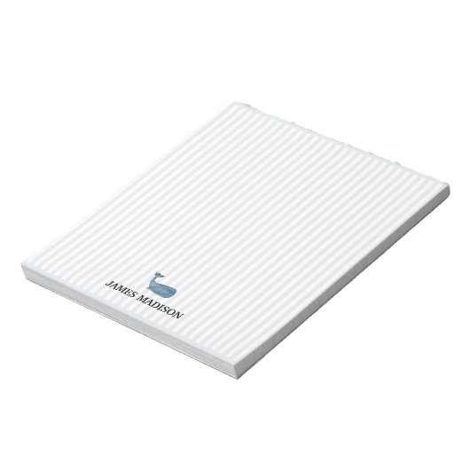 Blauwal Monogram Nautical Stripe Notizblock (Rotiert)