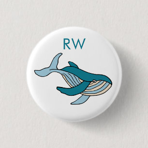 Blauwal-Monogramm Button