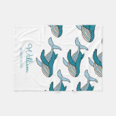 Blauwal-Muster-Baby Fleecedecke (Vorderseite (Horizontal))
