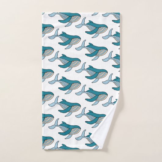 Blauwal-Muster Badhandtuch Set (Handtuch)