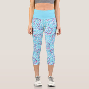 Blauwal-Muster Capri Leggings