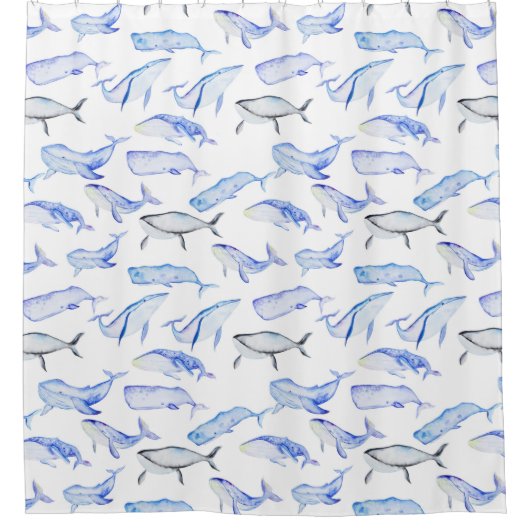 Blauwal-Muster Duschvorhang (Vorderseite)