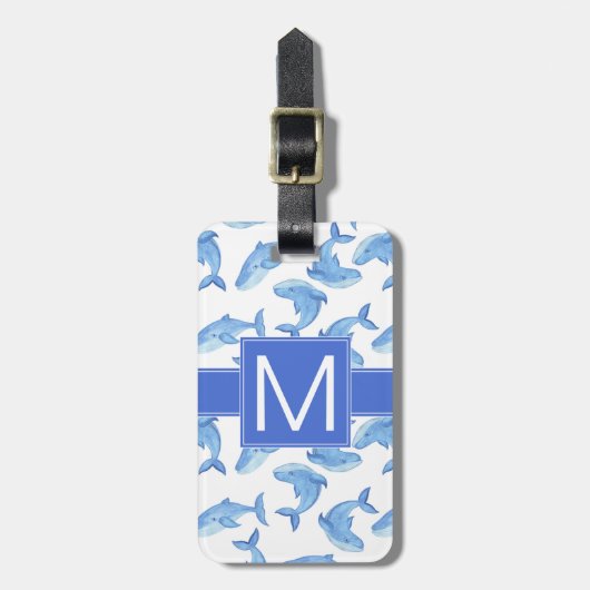 Blauwal-Muster Gepäckanhänger (Vorderseite vertikal)