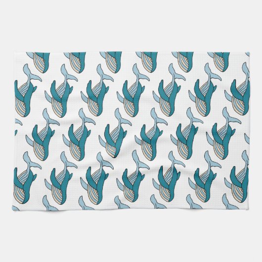 Blauwal-Muster Geschirrtuch (Horizontal)