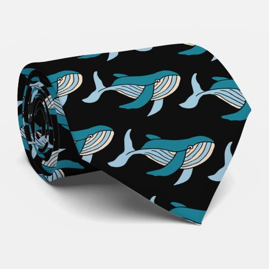 Blauwal-Muster Krawatte (Gerollt)