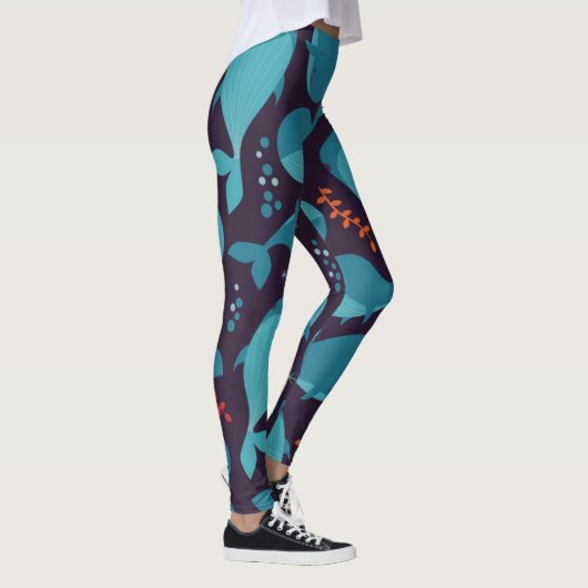 Blauwal-Muster Leggings (Rechts)
