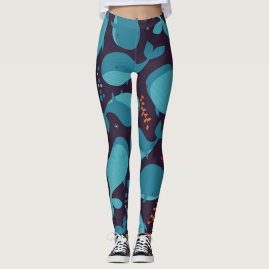 Blauwal-Muster Leggings (Vorderseite)