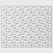 Blauwal-Muster mit kleinen Sternen Geschenkpapier (Flach)