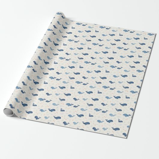 Blauwal-Muster mit kleinen Sternen Geschenkpapier (Ungerollt)