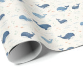 Blauwal-Muster mit kleinen Sternen Geschenkpapier (Rolleneckpunkt)