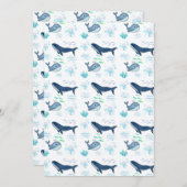 Blauwal — Nahtloses Muster — Meerestiere Einladung (Vorne/Hinten)