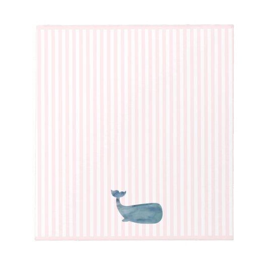 Blauwal Nautical Pink Stripe Preppy Notizblock (Vorderseite)