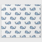 Blauwal. Nautische Marinemuster. Meerestier Geschenkpapier (Flach)