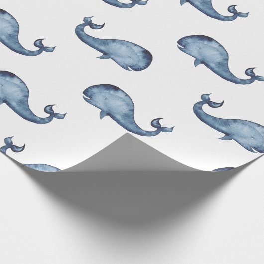 Blauwal. Nautische Marinemuster. Meerestier Geschenkpapier (Ecke)