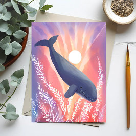 Blauwal | Ocean Hues Watercolor Animal Postkarte